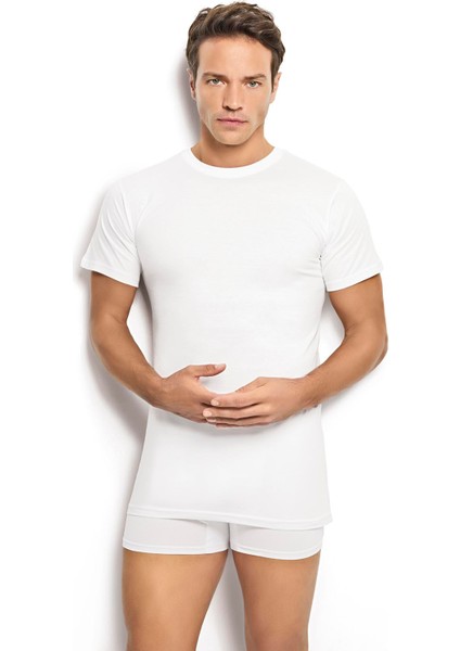 Erkek Beyaz Pamuklu Sıfır Yaka Atlet 104