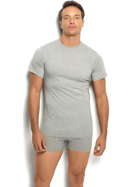 Erkek Gri Melanj Pamuklu Sıfır Yaka Atlet 111
