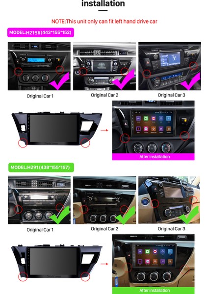 Toyota Corolla 2014 Multimedya Navigasyon USB Kamera Carplayer 4 Ram
