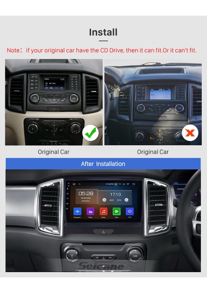 Ford Ranger 2015+ Multimedya Navigasyon USB Kamera Carplayer 4 Ram