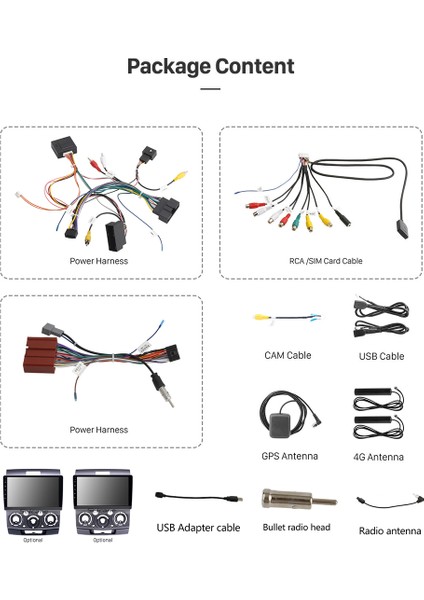 Ford Ranger 2006-2010 Multimedya Navigasyon USB Kamera Carplayer 4 Ram