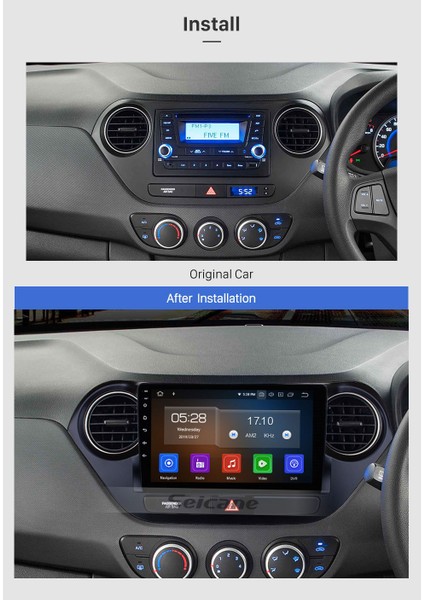 Hyundaı I10 2014-2017 Multimedya Navigasyon USB Kamera Carplayer 4 Ram