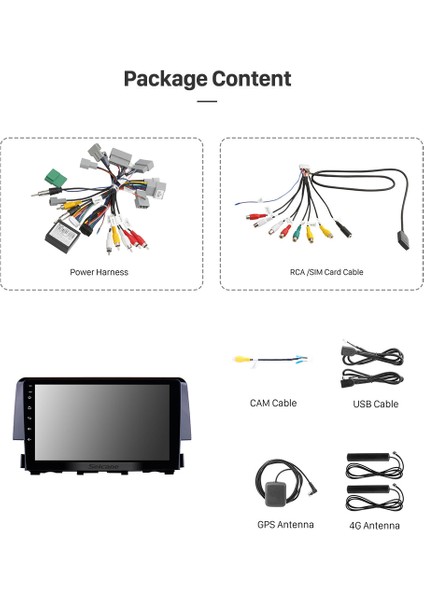 Honda Cıvıc (Fc5) 2016+ Multimedya Navigasyon USB Kamera Carplayer 4 Ram