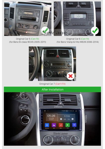 Mercedes Benz B200/ A-Class (W169)/ B-Class (W245) Multimedya Navigasyon USB Kamera Carplayer 6 Ram