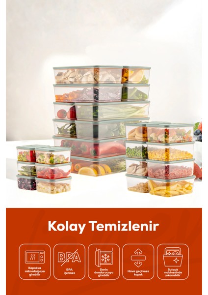 24LÜ Buzdolabı Düzenleyici Organizer Mikrodalgaya Uygun Difriz Saklama Kabı Mint