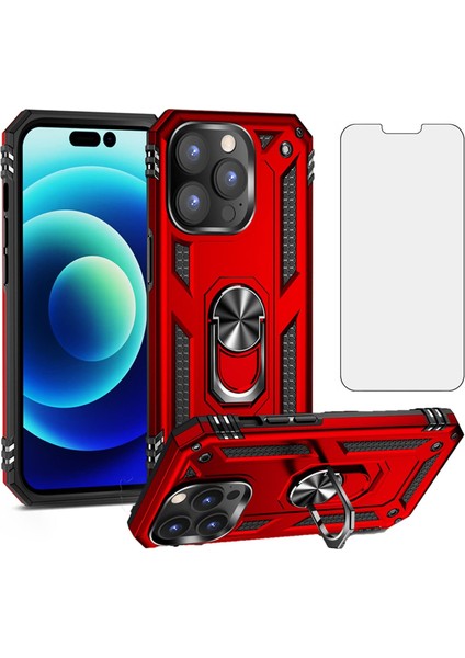 iPhone 16 Pro Max Kılıf Armor Tank Holder Hard Shockproof + Ekran Koruyucu