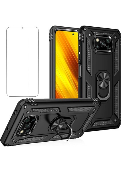 Xiaomi Poco X3 Nfc Kılıf Armor Tank Holder Hard Shockproof + Ekran Koruyucu