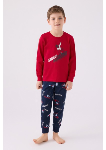 Erkek Çocuk Garson Kırmızı Pijama Takım 3437
