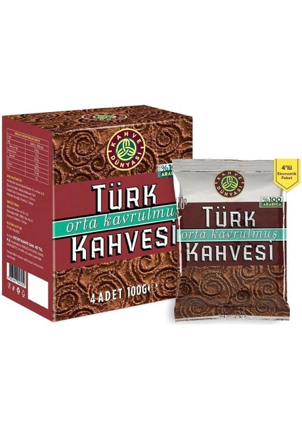 Orta Kavrulmuş Türk Kahvesi 100 gr 4'lü