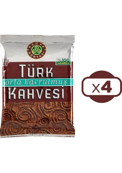 Orta Kavrulmuş Türk Kahvesi 100 gr 4'lü fiyatları