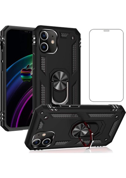 iPhone 12 Kılıf Armor Tank Holder Hard Shockproof + Ekran Koruyucu
