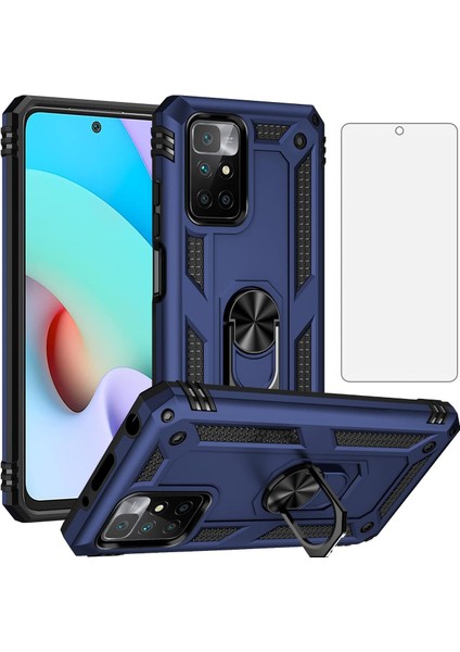 Xiaomi Redmi 10 2022 Kılıf Armor Tank Holder Hard Shockproof + Ekran Koruyucu