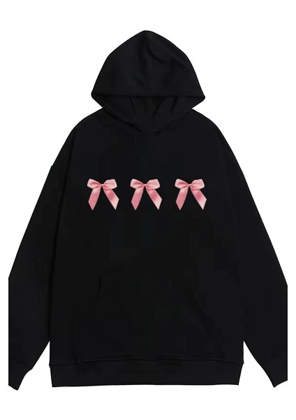 Y2K Vintage Pembe Kurdele Tasarım Sweatshirt