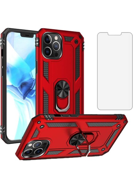 iPhone 13 Pro Max Kılıf Armor Tank Holder Hard Shockproof + Ekran Koruyucu
