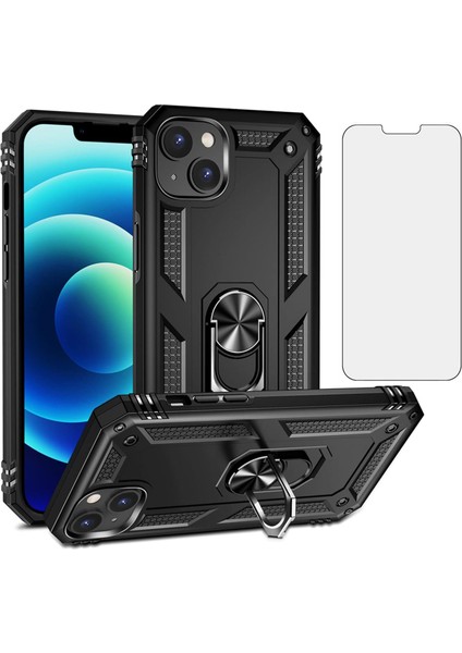 iPhone 13 Kılıf Armor Tank Holder Hard Shockproof + Ekran Koruyucu