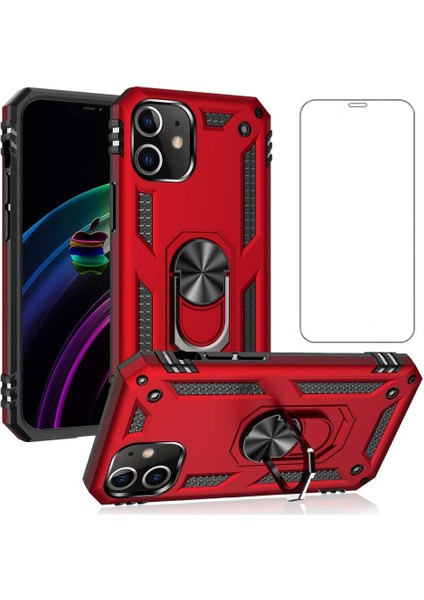 iPhone 12 Kılıf Armor Tank Holder Hard Shockproof + Ekran Koruyucu