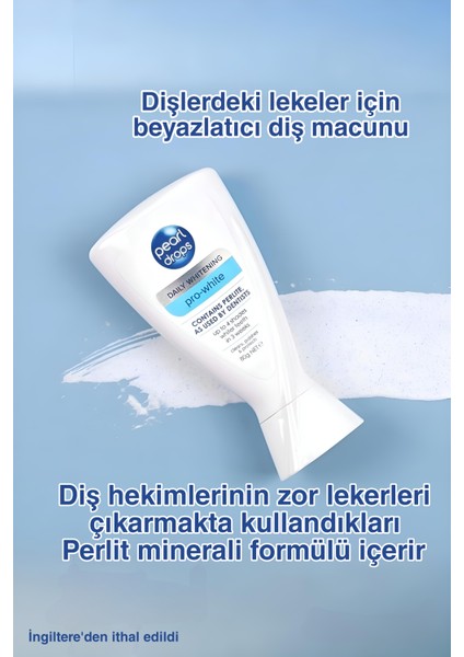 Pro-white - Doğal Perlit Minerali İle İnatçı Lekeleri Çıkaran, Beyazlatıcı Diş Macunu 50ml