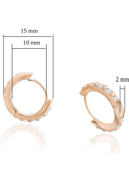 Baget Taşlı Huggie 925 Ayar Gümüş Halka Küpe Kırmızı Renk fiyatları
