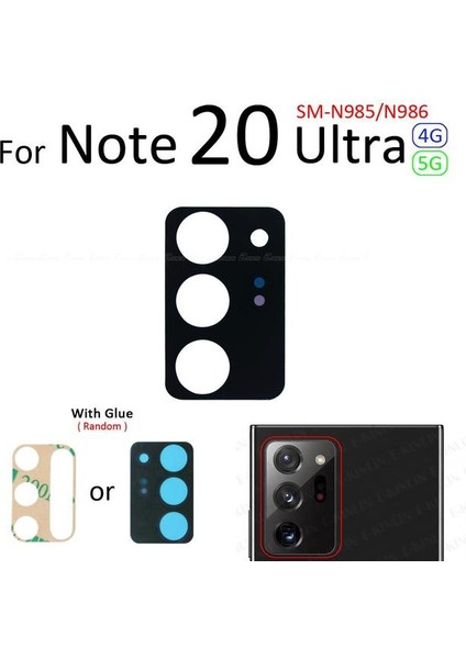 Samsung Galaxy Note 20 Ultra Arka Kamera Camı Lens Yapışkanlı