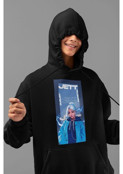 Valorant Jett Entry Karakter Baskılı Unisex Oversize Hoodie modelleri