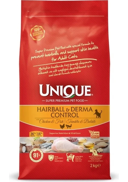 Hairball Derma Tavuklu Balıklı Yetişkin Kedi Maması 2 kg