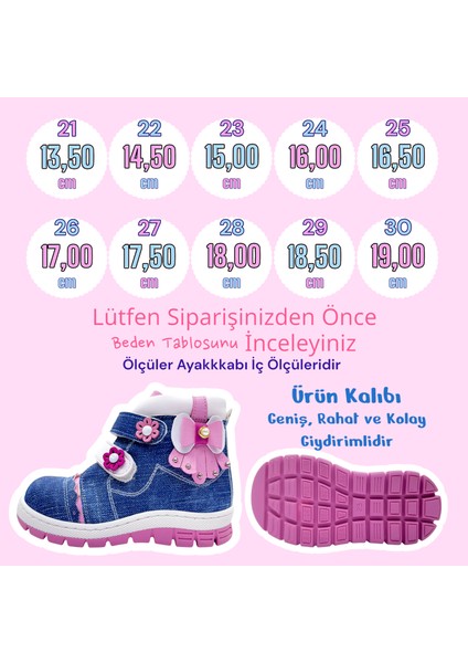 Ortopedik Polar Kız Bebek ve Çocuk Botu KLSBEPA2304 Kot Mavisi 21