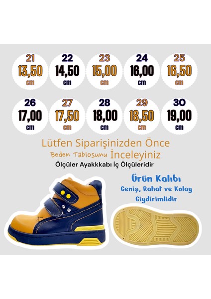 Ortopedik Kürklü Erkek Bebek ve Çocuk Botu PMABEPA2307 Sarı Siyah 22