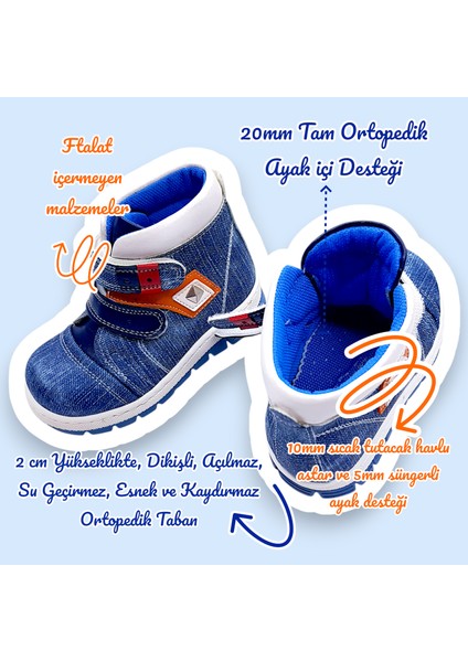 Ortopedik Polar Erkek Bebek ve Çocuk Botu KLSBEPA2305 Kot Mavisi 23