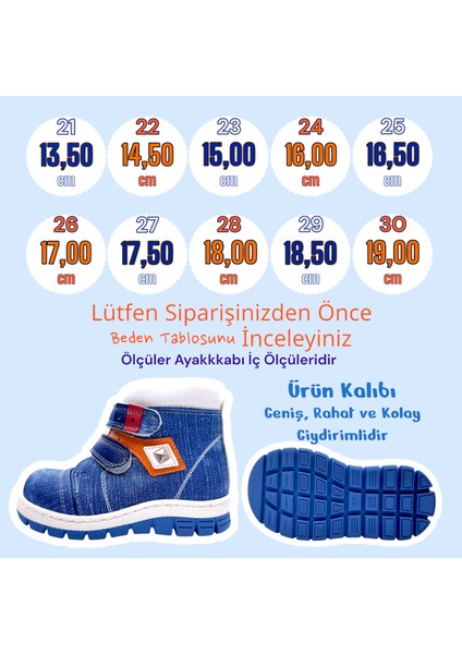 Ortopedik Polar Erkek Bebek ve Çocuk Botu KLSBEPA2305 Kot Mavisi 23