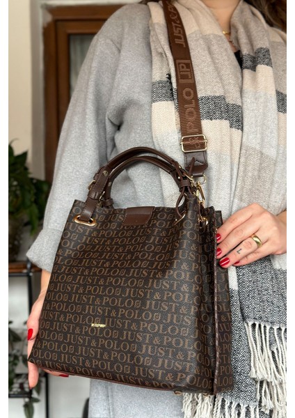 Kadın Örgülü 4 Bölmeli Omuz Çantası ve El Çantası 2180-GD