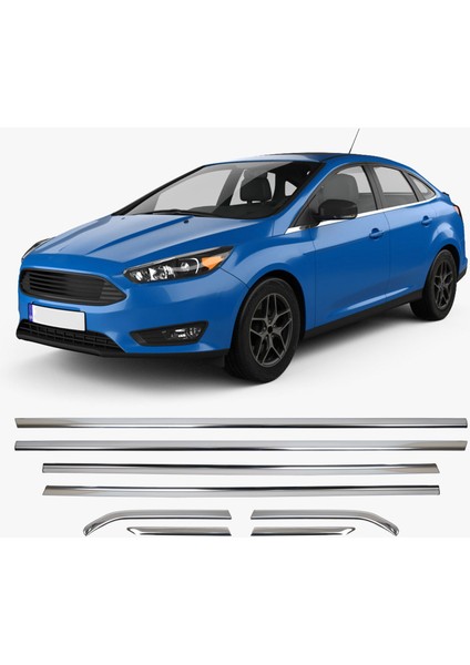 Ford Focus 3 Krom Cam Çıtası 8 Parça P.çelik 2011 > 2018