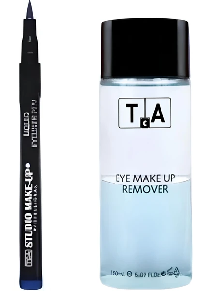 Tca Studio Make-Up Göz Makyaj Temizleyici 150 Ml - Likit Eyeliner (Blue 03) Göz Kalemi Hediyeli