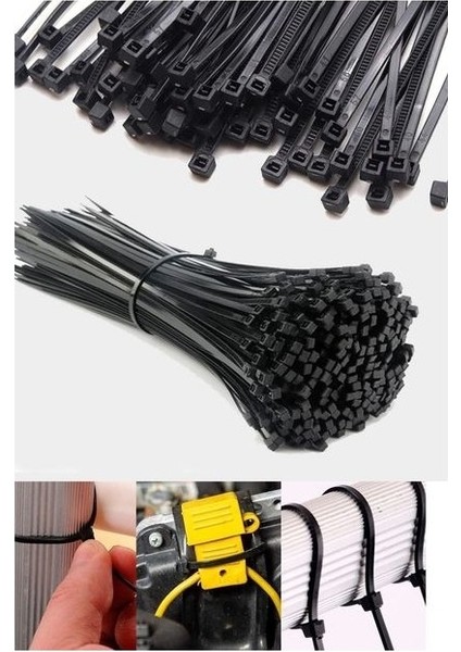 Pemsan 25CM x 4,8mm Plastik Cırt Kelepçe Kablo Bağı (100 Adet)