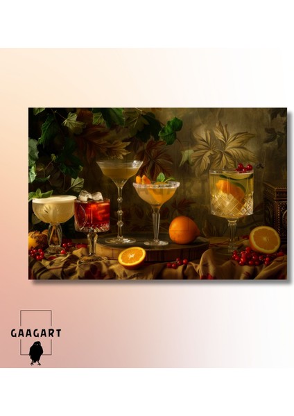 Tekli Yatay Kanvas Cafe Bar Duvar Tablosu Kokteyl Bardakları modelleri