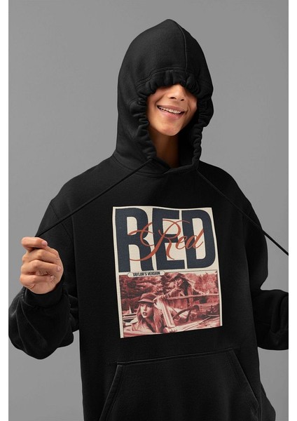 Unisex Taylor Swift Vintage Albüm Red Baskılı Oversize Hoodie