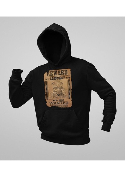 Reward Sub-Zero Wanted Baskılı Unisex Oversize Anime Hoodie modelleri