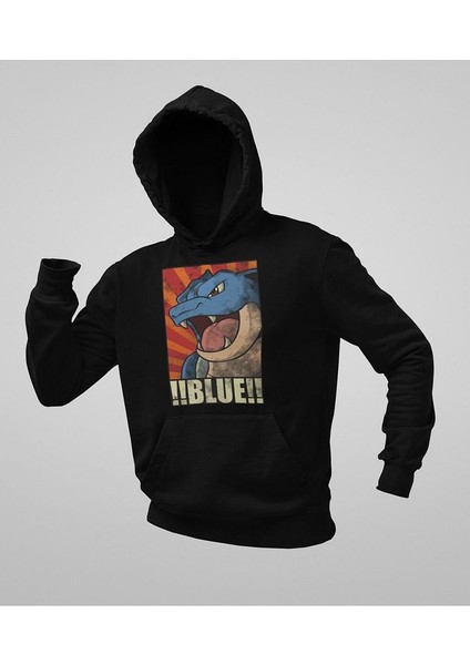 Çizgi Film Pokemon !! Blue !! Baskılı Unisex Oversize Hoodie