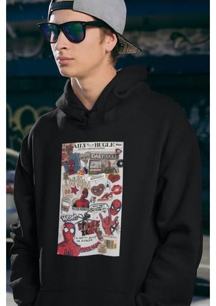 Daily Bugle Baskılı Unisex Oversize Örümcek Adam Hoodie fiyatları