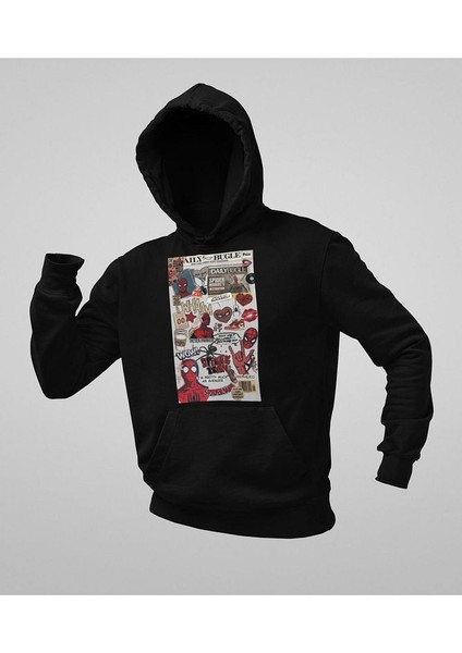 Daily Bugle Baskılı Unisex Oversize Örümcek Adam Hoodie modelleri