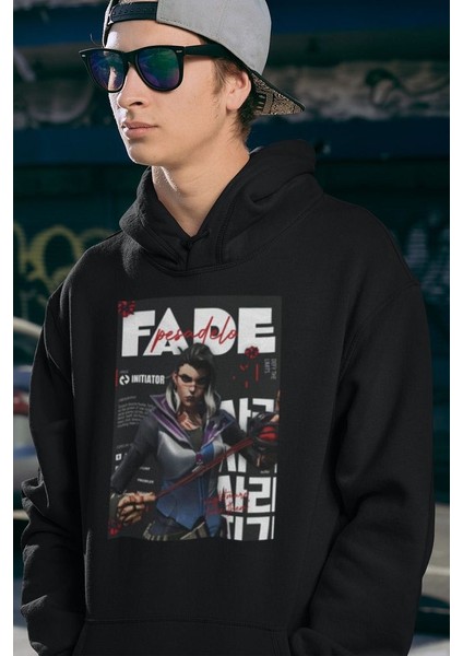 Unisex Fade Karakter Baskılı Unisex Oversize Vallorant Hoodie