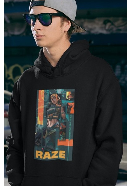 Yes Im Pumped Yazılı Unisex Oversize Vallorant Raze Hoodie fiyatları