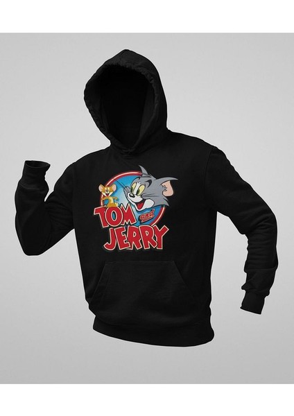 Tom And Jerry Baskılı Unisex Oversize Çizgi Film Hoodie