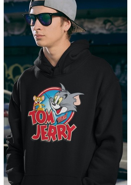 Tom And Jerry Baskılı Unisex Oversize Çizgi Film Hoodie