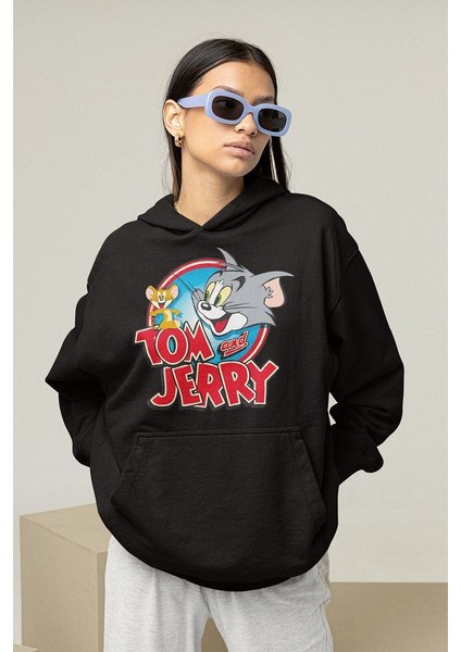 Tom And Jerry Baskılı Unisex Oversize Çizgi Film Hoodie
