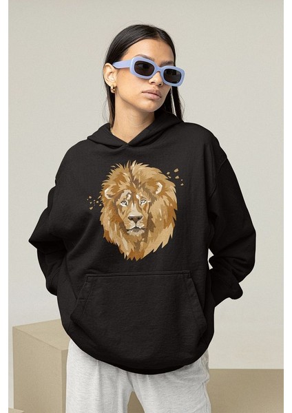 Tasarım Lion Baskılı Unisex Oversize Aslan Hoodie fiyatları