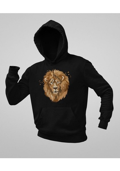 Tasarım Lion Baskılı Unisex Oversize Aslan Hoodie modelleri