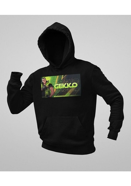 Gekko Baskılı Unisex Oversize Vallorant Hoodie