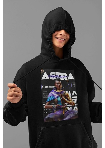 Astra Controller Baskılı Unisex Oversize Vaalorant Hoodie