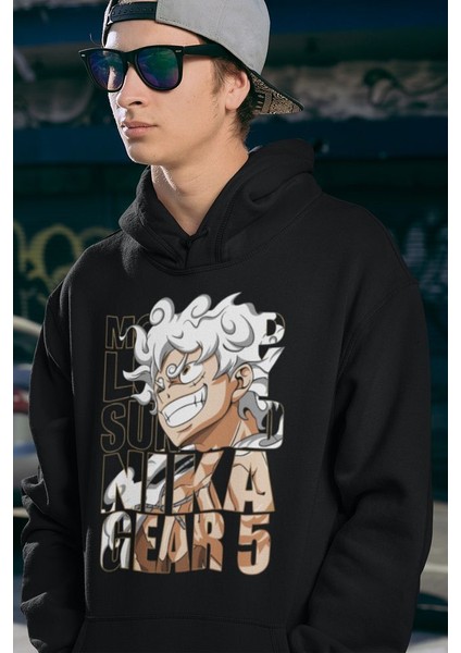 Monkey D. Luffy Nika Gear 5 Baskılı Unisex Oversize Anime Hoodie
