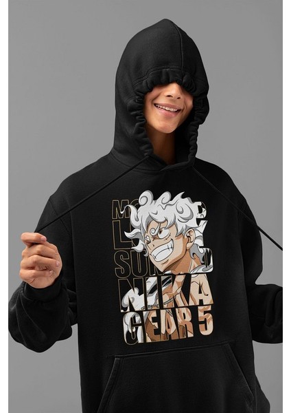 Monkey D. Luffy Nika Gear 5 Baskılı Unisex Oversize Anime Hoodie